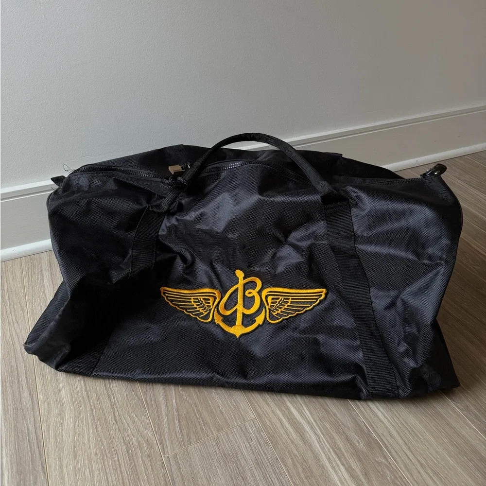 Breitling Swiss Large Logo Nylon Boston Travel Bag Made in Italy Black